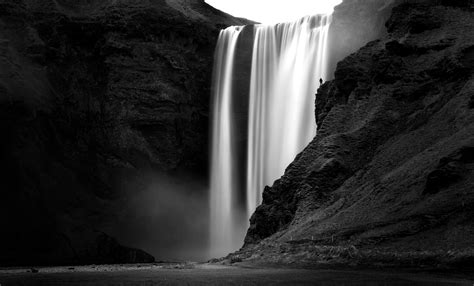 waterfall, Monochrome, Nature Wallpapers HD / Desktop and Mobile Backgrounds