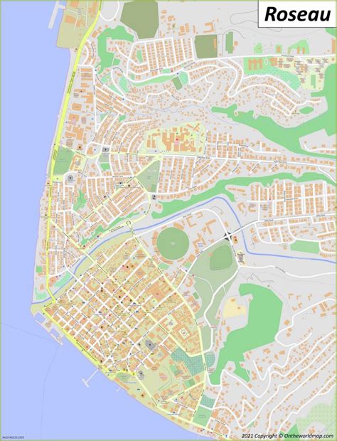 Roseau Map | Dominica | Discover Roseau with Detailed Maps