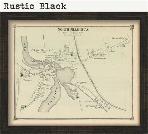 NORTH BILLERICA Massachusetts 1875 Map Replica or Genuine - Etsy