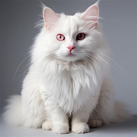 Premium AI Image | a white angora cat on a white background