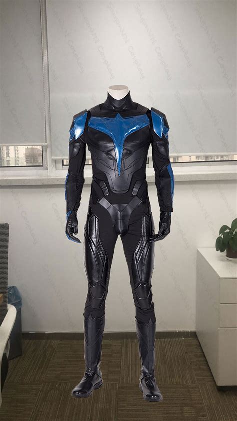 Titans Nightwing Dick Grayson Costume Halloween Cosplay Superhero Men ...