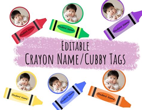 Crayon Name/cubby Tags for Preschools and Daycares EDITABLE - Etsy