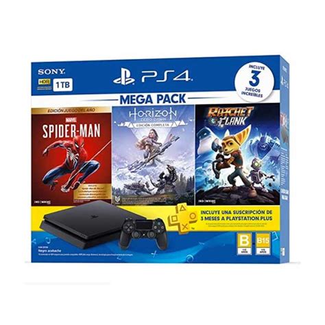 Consola PlayStation 4 PS4 1TB Refurbished Spider Man + Horizon + Ratchet Clank | Pladani