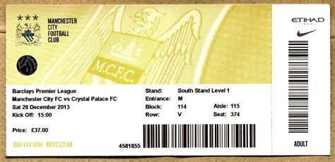 Manchester City v Crystal Palace match ticket (2013) | Flickr