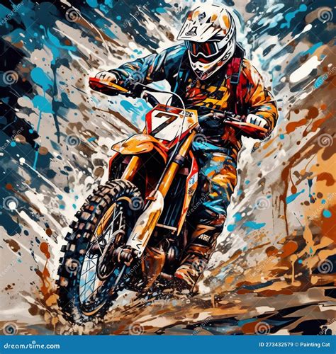 Dirt Bike Expressionist Art Style, Hand Drawn & Artistic Stock Illustration - Illustration of ...