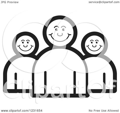 Clipart of a Black and White Happy People Icon - Royalty Free Vector Illustration by Lal Perera ...