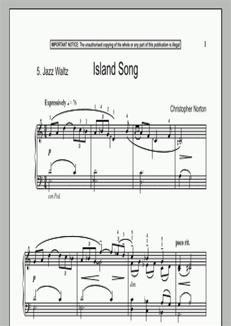 Island Song Piano Sheet Music | OnlinePianist