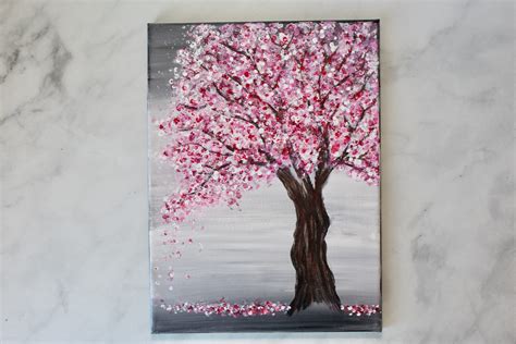 Painting a Cherry Blossom Tree with Acrylics and Cotton Swabs!