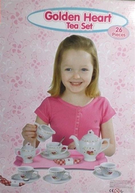 Girls Porcelain Heart Tea Party Set Deluxe 26 pcs Age 8+ Serves 4 New ...