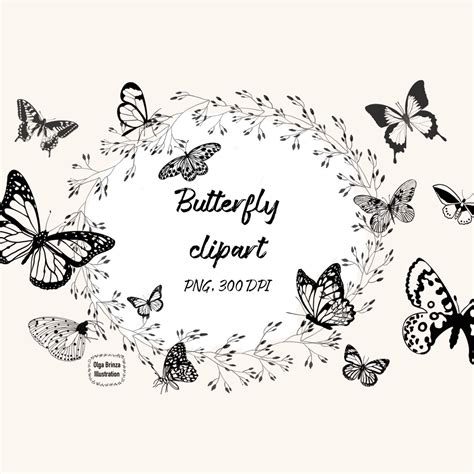 Black And White Clipart Of Butterflies