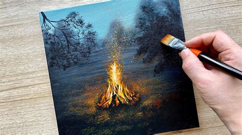 Campfire Acrylic Painting / Fire paintng / Daily Challenge #72 - YouTube