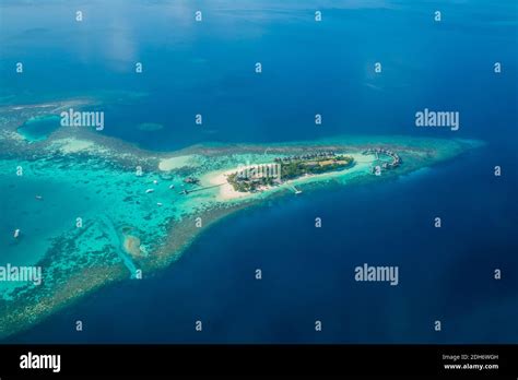 Tropical islands and atolls in Maldives from aerial view Stock Photo ...