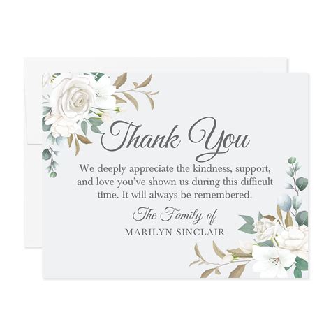 Greenery Funeral Thank You Cards Sympathy Acknowledgement, 45% OFF