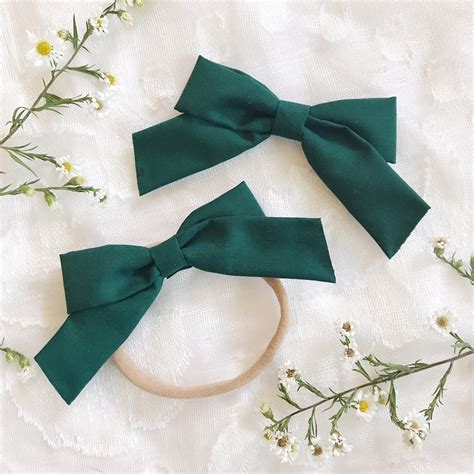 Emerald Green Hair Bow Little Girl Headband Baby Girl Bow - Etsy