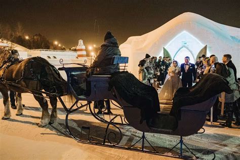 Dreamy Winter Destination Wedding in an Ice Castle in Quebec City - Inside Weddings