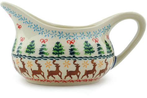 Polish Pottery Gravy Boat 19 oz Christmas Fesitval