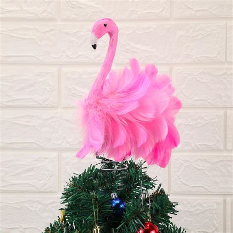 Amazon.com: Retisee Flamingo Christmas Tree Topper Artificial Feather Flamingo Christmas ...