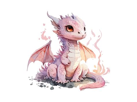 Cute Baby Dragon Watercolor SVG Clipart Graphic by phoenixvectorart · Creative Fabrica