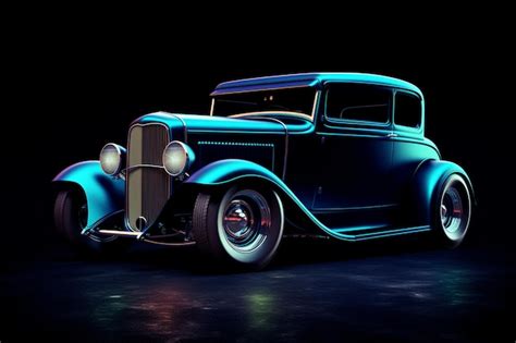 Premium AI Image | A vintage car with a blue paint job.