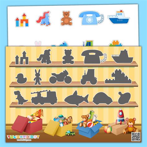 🧸Toys Shadow Matching Worksheet 👑PDF:... - WunderKiddy - Free Printable ...