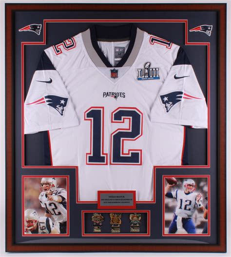 Tom Brady New England Patriots 32x36 Custom Framed Super Bowl Jersey Display with (3 ...