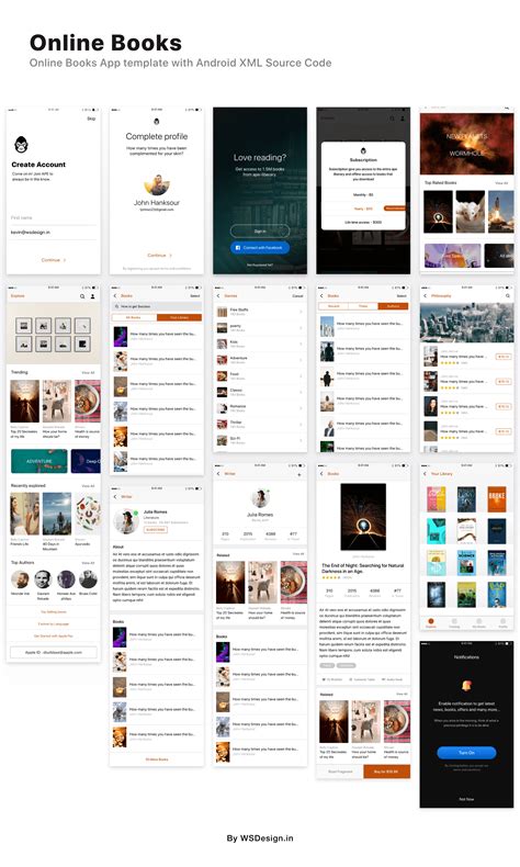 online books app ui kit, ui app template, mobile app template, ANDROID UI LIBRARY on Behance ...