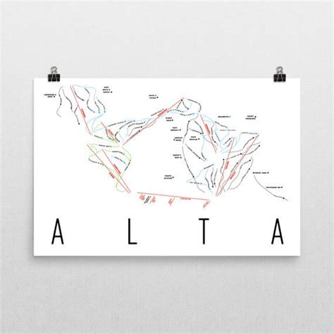 Alta Ski Map Art Alta Utah Ski Utah Alta Trail Map Alta - Etsy | Utah skiing, Map art, Ski print