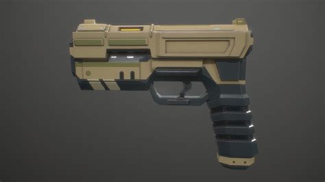 3D model Low poly sci fi yellow pistol weapon model VR / AR / low-poly | CGTrader