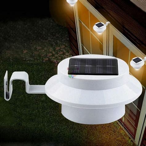 2020 Solar Lamps Solar Powered 3 LED Fence Light Auto ON/OFF For Gutter ...