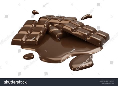 3d Rendering Melting Chocolate Bar Isolated Stock Illustration ...