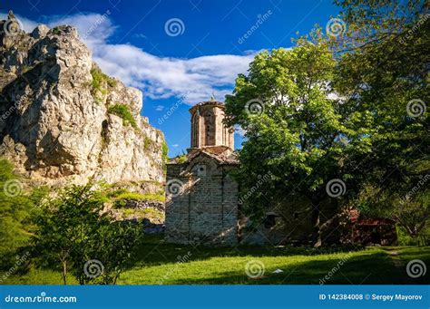 Exterior View To St. Nicola Shishevski Monastery at the Mountains Matka Canyon Stock Photo ...