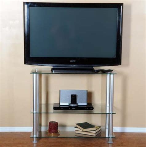 RTA Extra Tall Clear Glass and Aluminum 42 TV Stand TVM-002