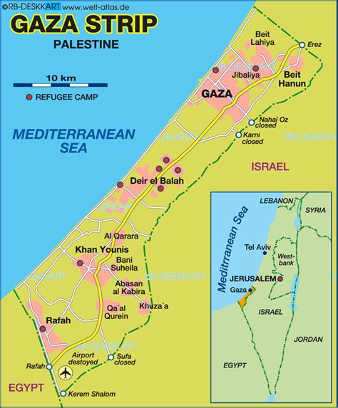 Map of Gaza Strip (Region in Palestine) | Welt-Atlas.de