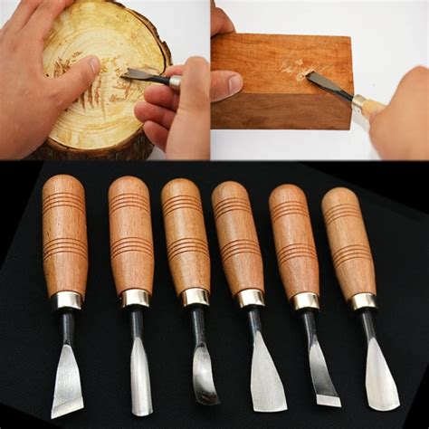 6Pcs Hand Wood Carving Tools Chip Detail Chisel Set Knives Tool for Woodworking-in Carving from ...