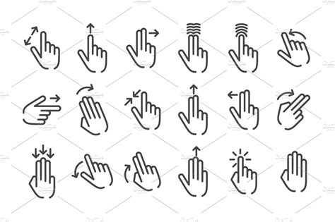 Hand Touch Gesture icon set. Vector | Icons ~ Creative Market