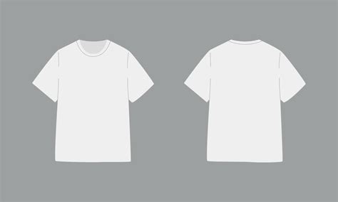 White t-shirt with short sleeve. Basic mockup in front and back view. Template clothing on gray ...