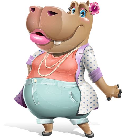 Female Hippo Cartoon Character | GraphicMama