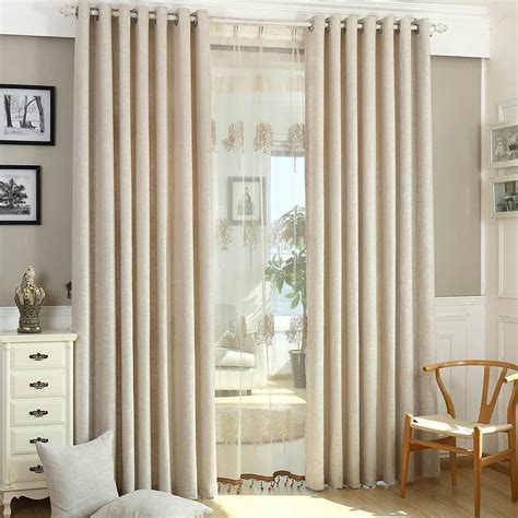 Solid Beige Curtains Grommet Top Drapes for Bedroom Set of 2 Panels ...