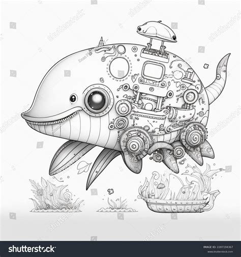 Cute Animal Robot Colouring Page Illustration Stock Illustration ...