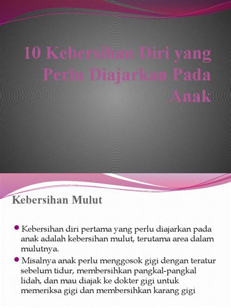 10 Kebersihan Diri Yang Perlu Diajarkan Pada Anak | PDF