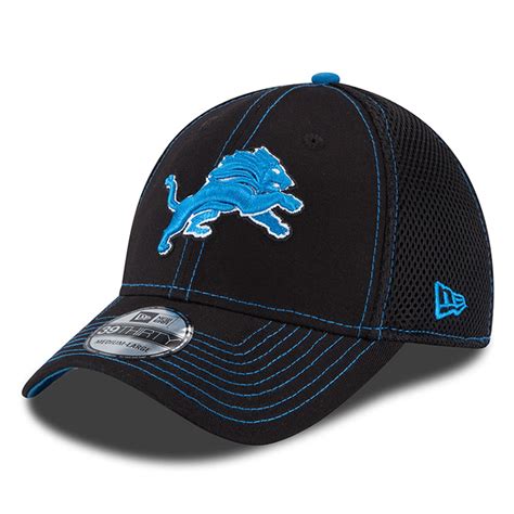 Men's Detroit Lions New Era Black Crux Line Neo 39THIRTY Hat