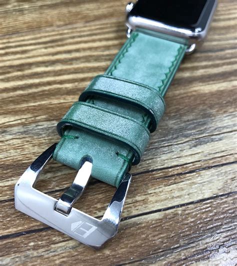 Apple Watch 44mm Apple Watch Band Green watch band Leather | Etsy