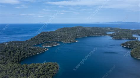 Aerial view of Mljet national park, Island Mljet, Croatia - Stock Image ...