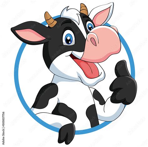 cartoon happy cow with thumbs up Stock Vector | Adobe Stock