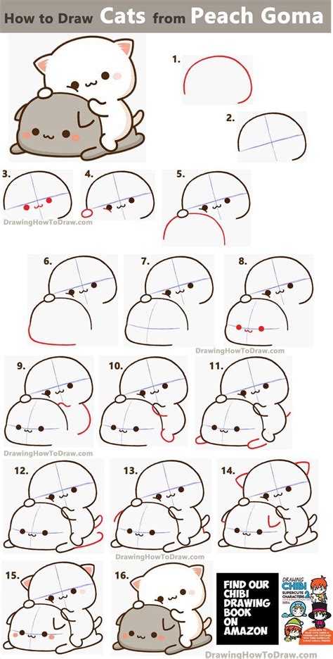 How to Draw 2 Cats from Peach Goma (Super Cute / Kawaii) Easy Step by Step Drawing Tutorial ...