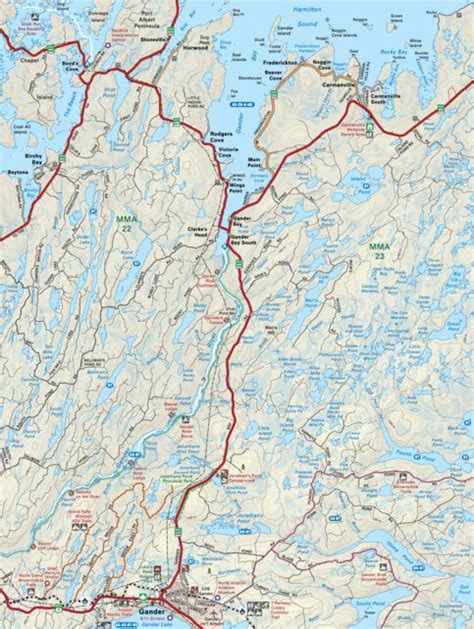 NLNL45 Gander Newfoundland and Labrador Topo Map by Backroad Mapbooks | Avenza Maps