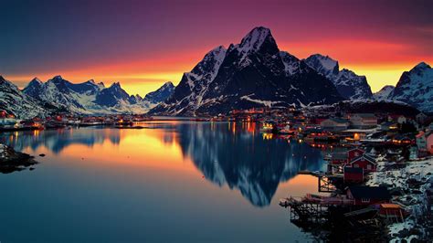 3840x2160 Resolution Lofoten Sunrise Near Sea Mountains Norway Island 4K Wallpaper - Wallpapers Den