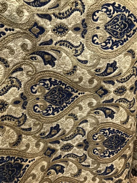 NEW! Antique Inspired French Brocade Chenille Velvet Fabric- Blue Upho– www.fancystylesfabric.com