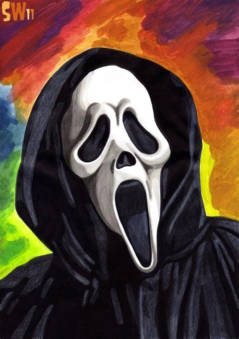 Ghostface watercolor painting - town-green.com