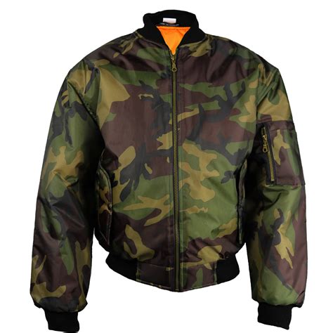 Army CAMO Mens Classic MA1 Flyer Bomber Jacket Brown / Green Full Zip ...